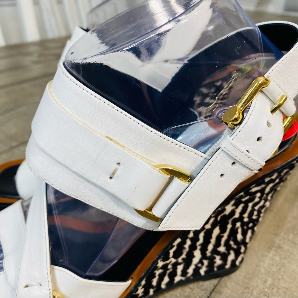 Derek Lam Gillis Calf Hair Leather Wedge Sandals Women's Size 10 - Picture 8 of 10